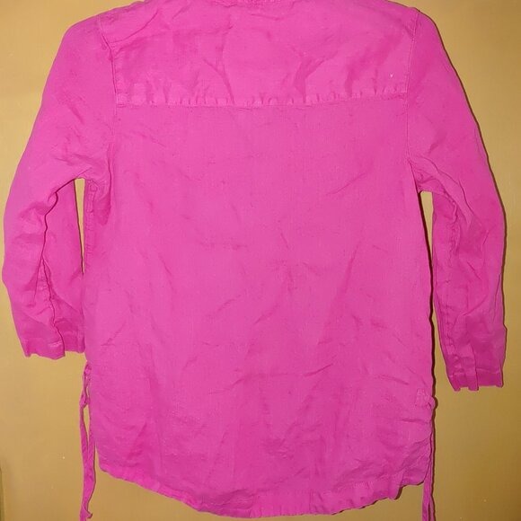 ISAAK MIZRAHI Woman's 100% Linen Long Sleeves Blouse Size M Used - Picture 2 of 6